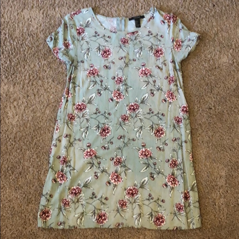 Green floral mini dress
